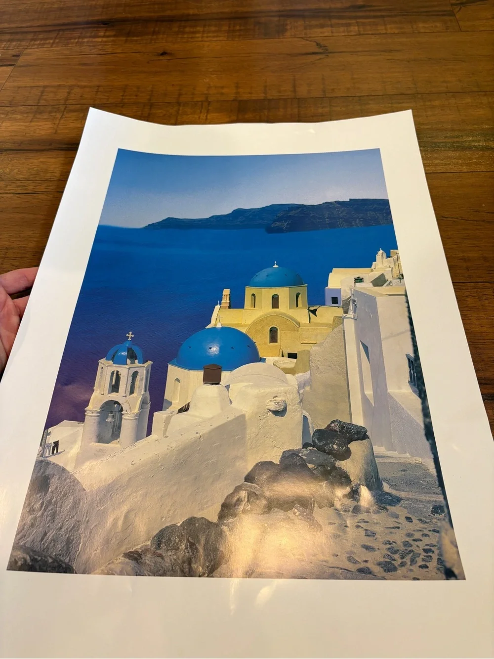 Oia Santorini Greece Photo Art Print White Houses Blue Domes Wall Decor 20x13.5